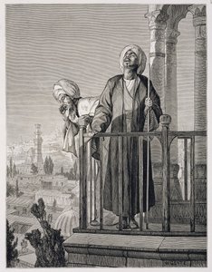 Wezwanie muezina do modlitwy, XIX w. (rycina na papierze)